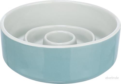 Trixie Slow Feeding Ceramic Bowl 0.9 l/ø 17 cm grey/blue 4011905245218