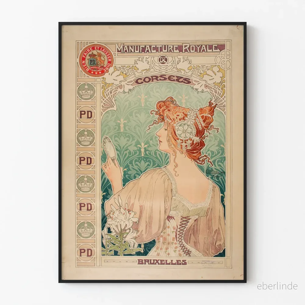 Vintageposter från Manufacture Royale de Corsets - Väggdekoration Art Nouveau