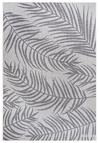 Palmera design inomhus och utomhatta, blomdesign, 100% polypropen, hållbar, lättskött, UV beständig, för vardagsrum, balkong, terrass, antracit, grå, gräddvit 4260731889183
