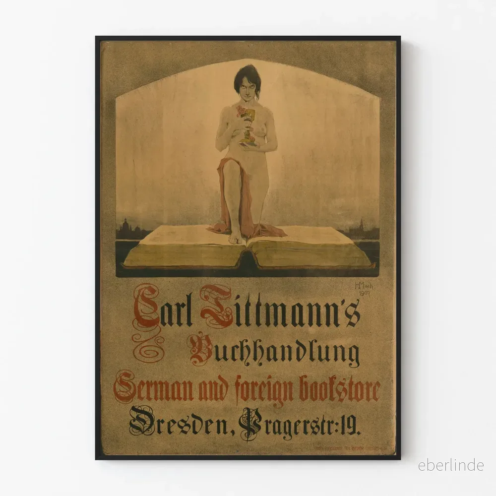 Vintageposter av Carl Tittmanns Buchhandlung Dresden väggdekoration
