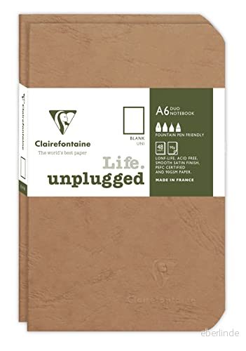 Clairefontaine 734186C Age Bag DUO set de 2 cahiers piqués 9x14cm 96p uni tabac 3329687341860
