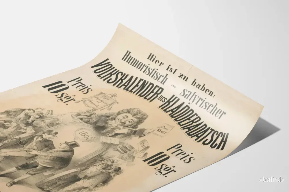 Vintage affisch med satirisk kalender 1865 väggdekoration - Bild 3