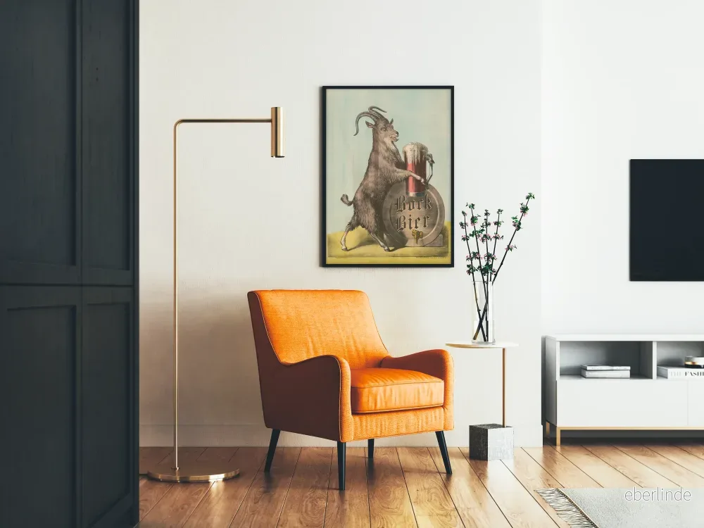 Vintage Bock Bier poster med get och tunna - Bild 2