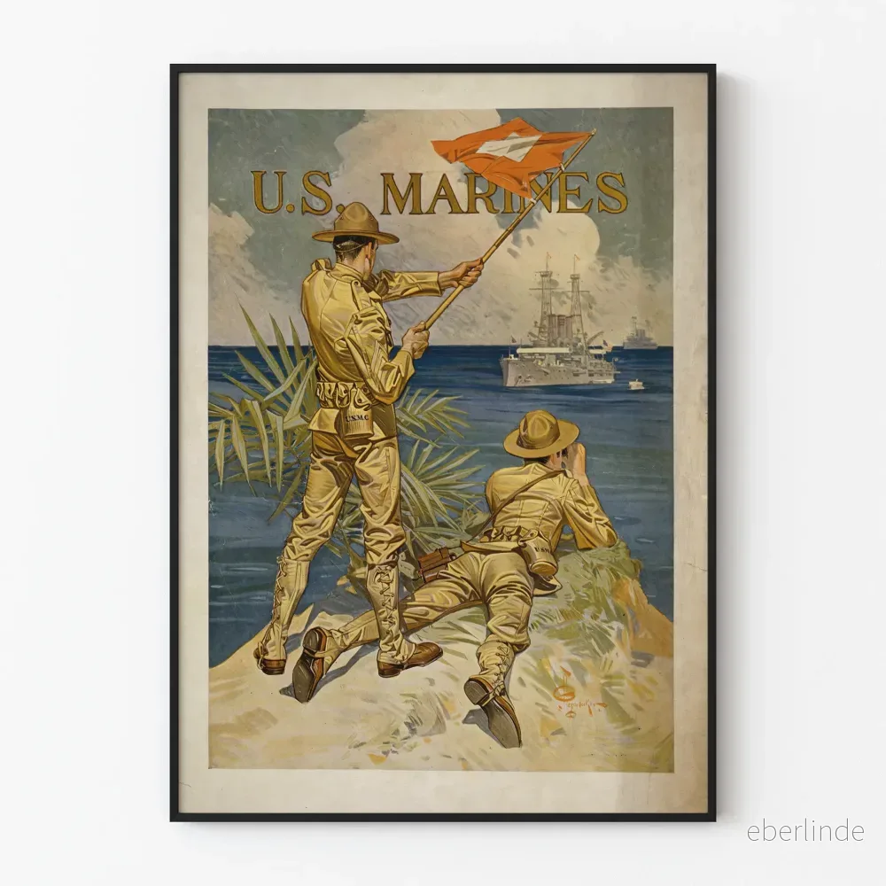 Vintageposter U.S. Marines militär väggdekoration Vintageposter U.S. Marines militär väggdekoration