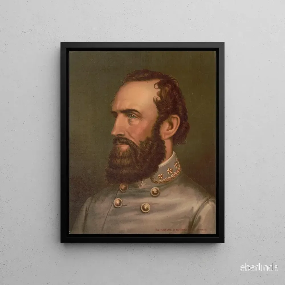 Målning porträtt i profil av Stonewall Jackson med militäruniform – Strobridge Co Lith | Konsttryck Målning porträtt i profil av Stonewall Jackson med militäruniform – Strobridge Co Lith | Konsttryck