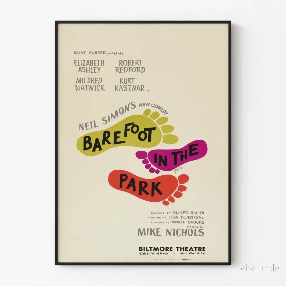 Vintageposter av Barefoot in the Park på Biltmore Theatre
