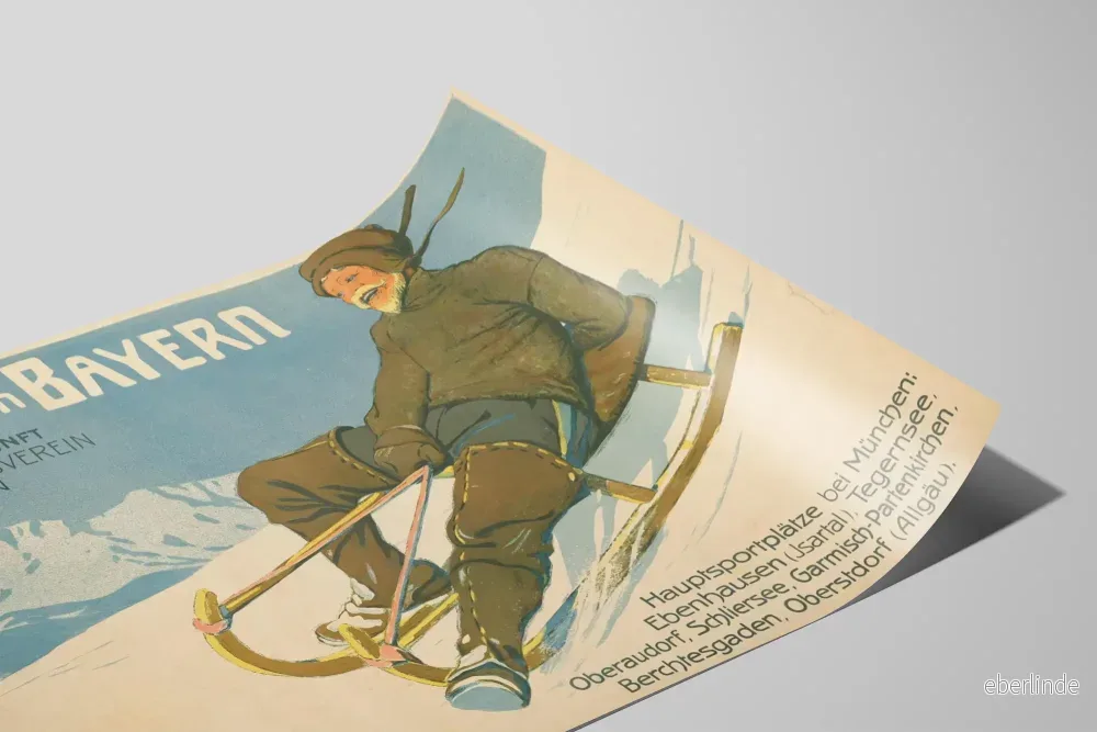 Vintage vinterposter i Bayern - Sport vinterväggdekoration - Bild 2