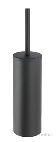 WENKO Bosio stängt rostfritt stål svart matt sluten toalettborsthållare, stål, 9 x 40,5 13 cm, 4008838274576