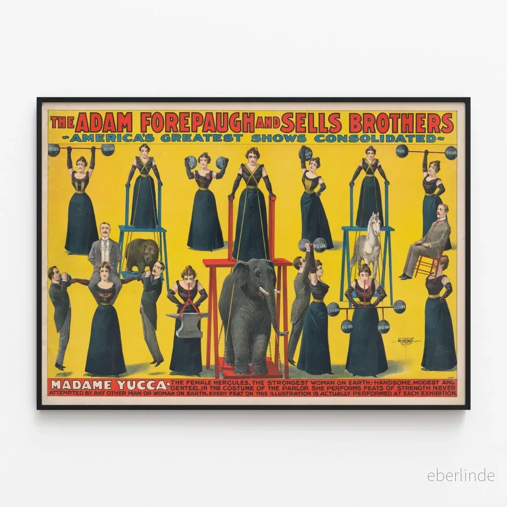 Vintageposter Madame Yucca Den Starkaste Kvinnan i Världen Vintageposter Madame Yucca Den Starkaste Kvinnan i Världen