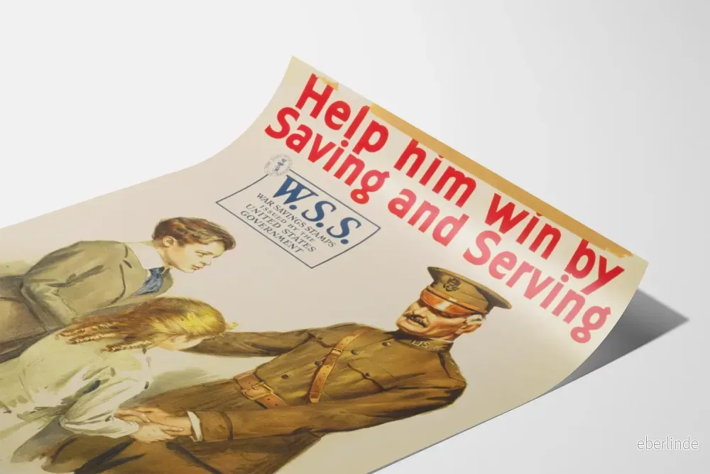 Vintageposter för krigsbesparingsmärken - Hjälp och stöd till soldaten - Bild 3