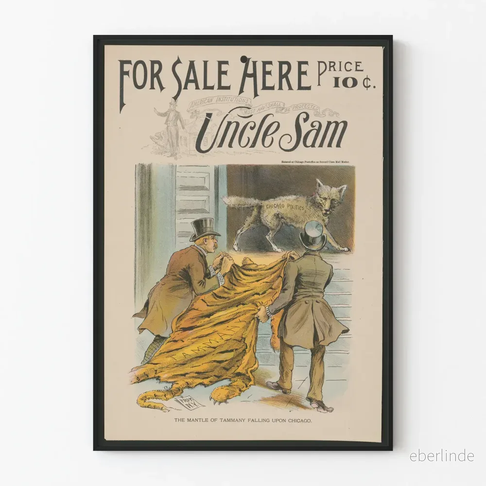 Vintageposter Uncle Sam – Satirisk illustration av amerikansk politik Vintageposter Uncle Sam – Satirisk illustration av amerikansk politik