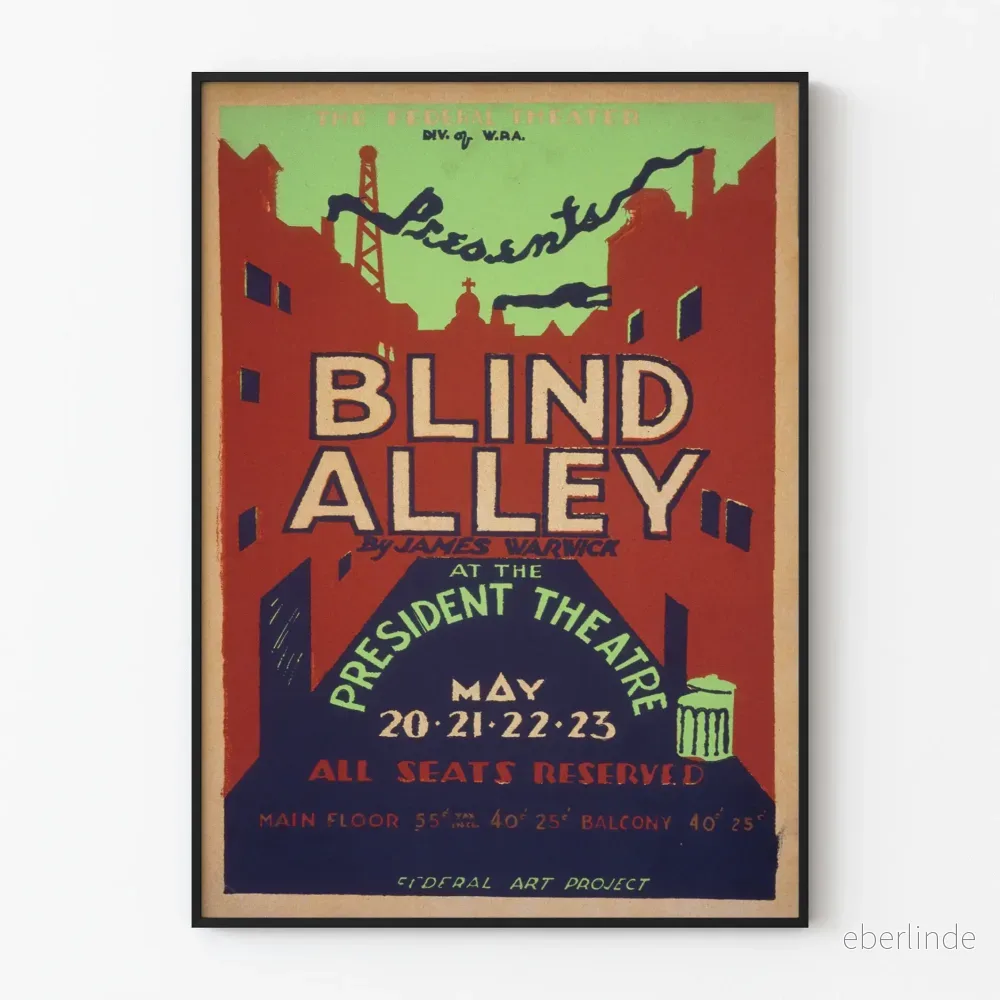 Vintageposter Blind Alley – Retro teater väggdekoration Vintageposter Blind Alley – Retro teater väggdekoration