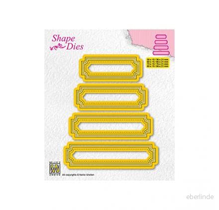 Nellie's Choice Shape Die Stansmall Etiketter 8 Cuttings och Skärschabloner på 5 x 1,5 cm till 8,6 2,1 för Korttillverkning, Pyssel, Scrapbooking, Hantverk Lämplig Stansmaskiner 8720512090338