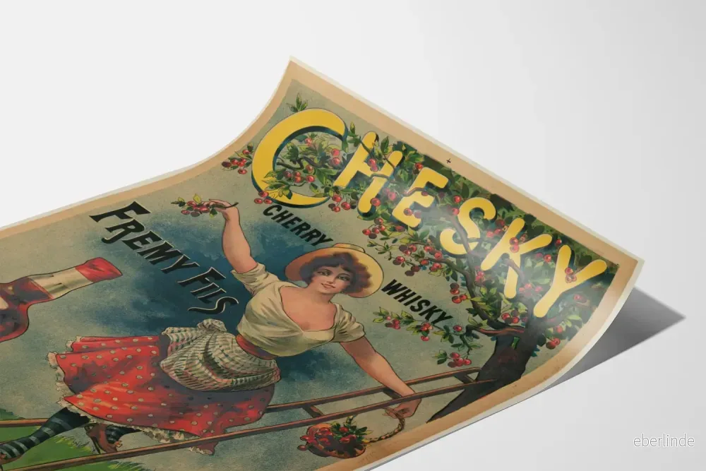 Vintage reklamposter Cherry Whisky Chesky Frémy Fils - Bild 3