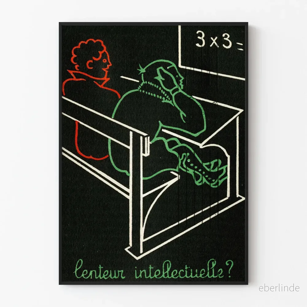 Utbildningsposter i vintage stil "Lenteur intellectuelle" väggdekoration Artem Legrand