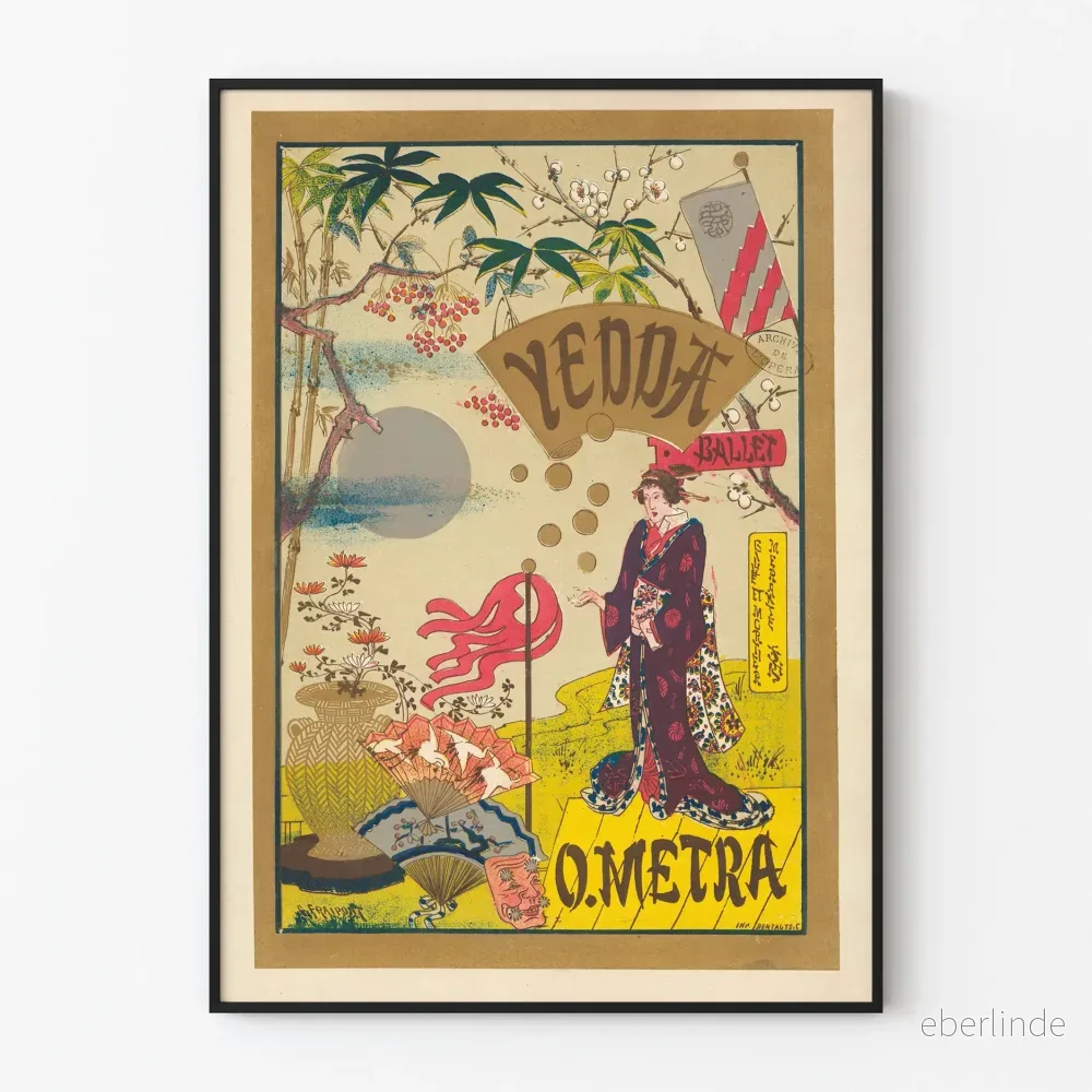 Vintageaffisch Yedda Ballet traditionell japansk inredning