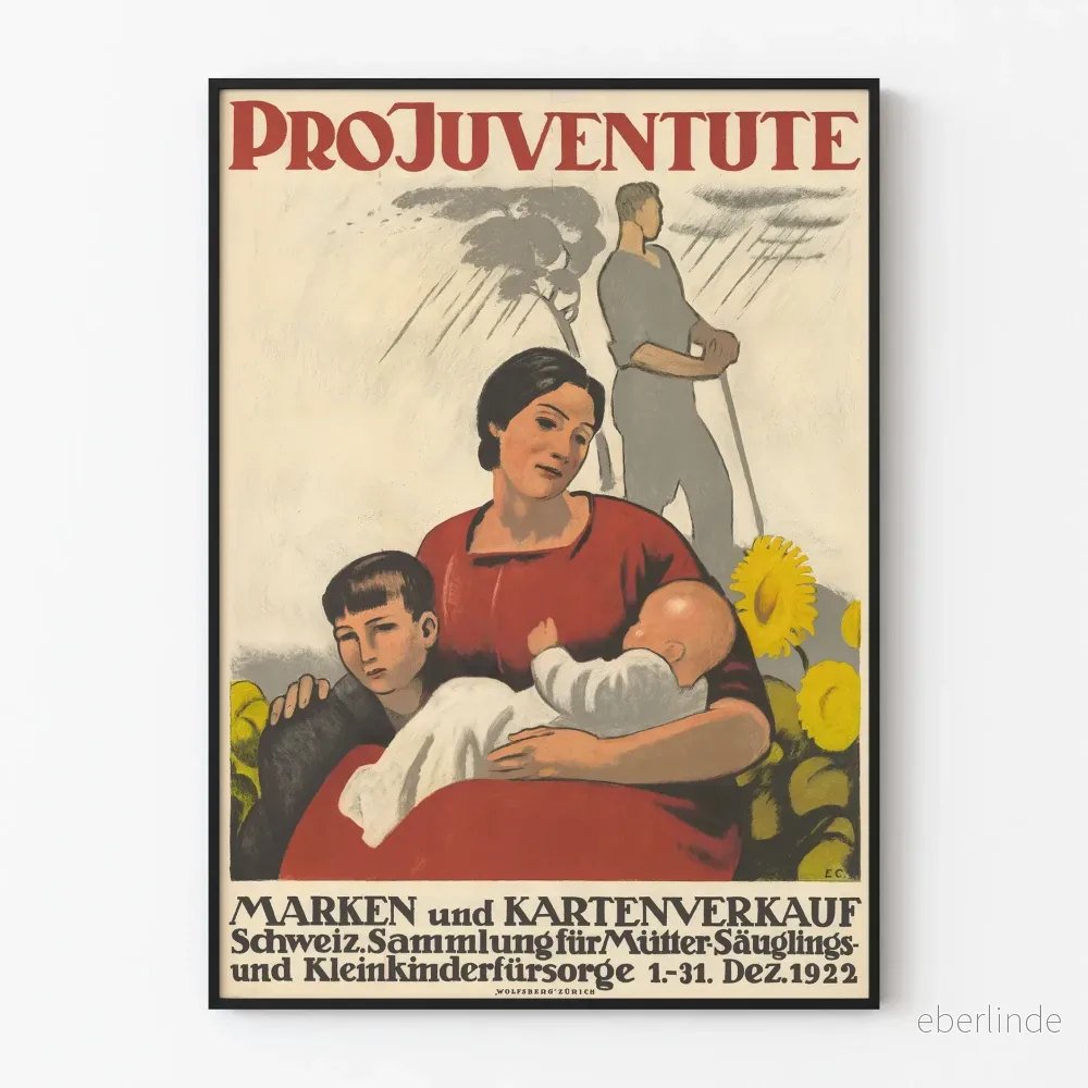 Vintageposter Pro Juventute 1922 - Schweiziska samlingen för mödrar och barns skydd