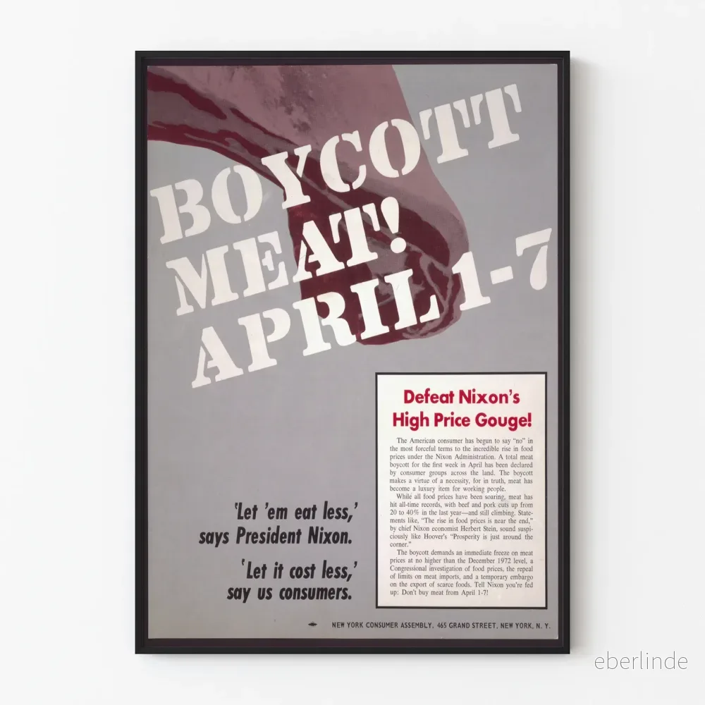 Vintageaffisch Boycott Meat Avril - Engagerad Väggdekoration