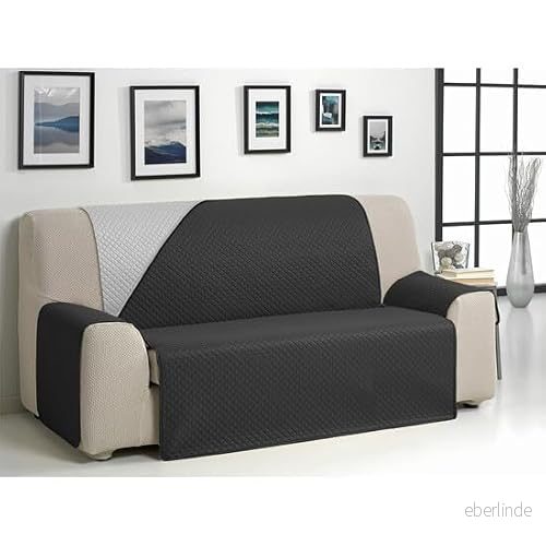 ECOMMERC3 Överdrag för 4 sits soffa XL extra mjuk känsla justerbart sofföverdrag med stoppning grå/blå Reversbile 8435767355643