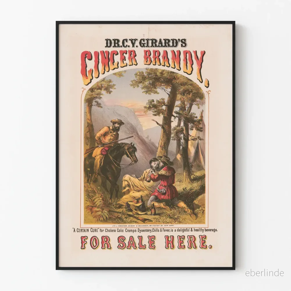 Vintageposter för Dr. C.Y. Girard's Ginger Brandy - Retro väggdekoration