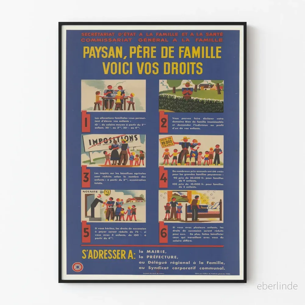 Vintageposter om jordbrukarfamiljers rättigheter