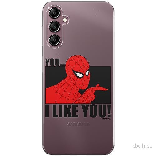 ERT GROUP mobiltelefonfodral för Samsung A14 4G/5G originalt och officiellt licensierat Marvel mönster Spider Man 034 optimalt anpassad till formen på mobiltelefonen, gedeeltelijk transparant 5905795010584