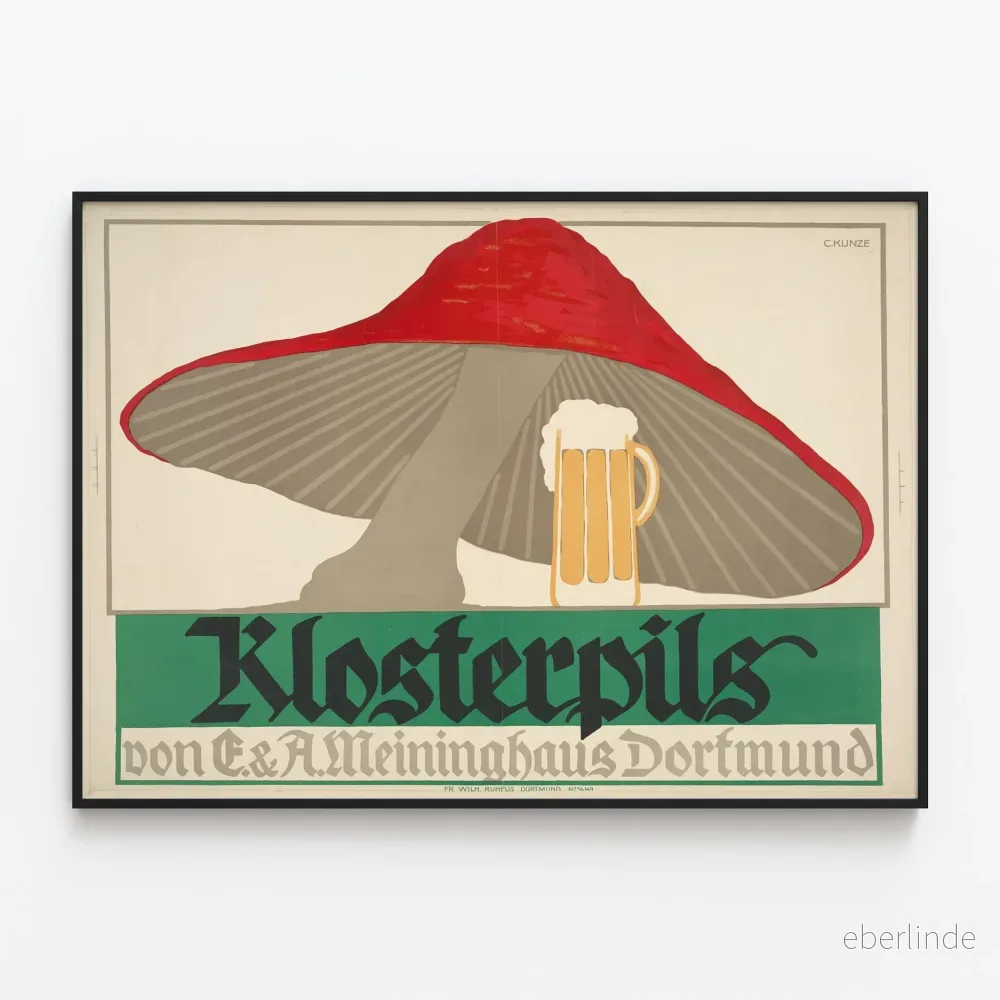 Vintageaffisch Klosterpils - Design svamp och öl