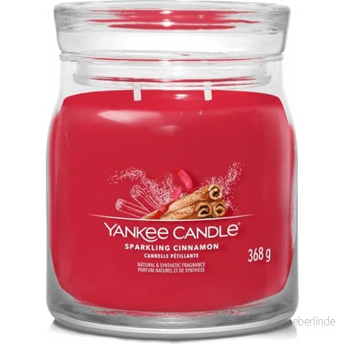 Yankee Candle Signature Medium JAR Sparkling Cinnamon 368G Doftljus, Storlek: 368 g, Red 5038581129501