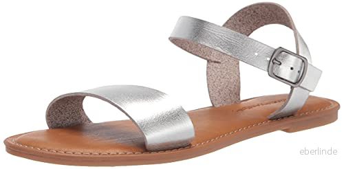 Amazon Essentials dam två remmar spänne sandal sandal, SILVER, 11 US Wide 840174924326