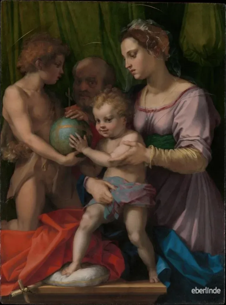 Målning La Sainte Famille avec le jeune saint Jean-Baptiste - Andrea del Sarto | Konsttryck - Bild 2