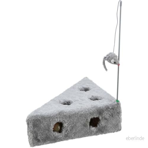 Trixie Cat's Cheese with playing rod & toy balls plush 36 x 8 26/26 cm grey 4011905045054