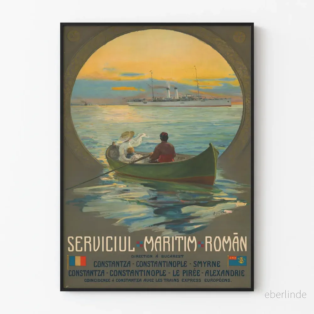 Vintageposter Serviciul Maritim Roman - Maritim väggdekoration