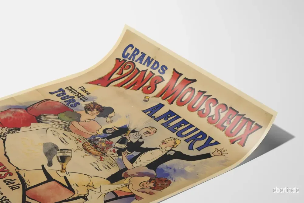 Vintageposter för stora mousserande viner A. Fleury - Retro väggdekoration - Bild 3