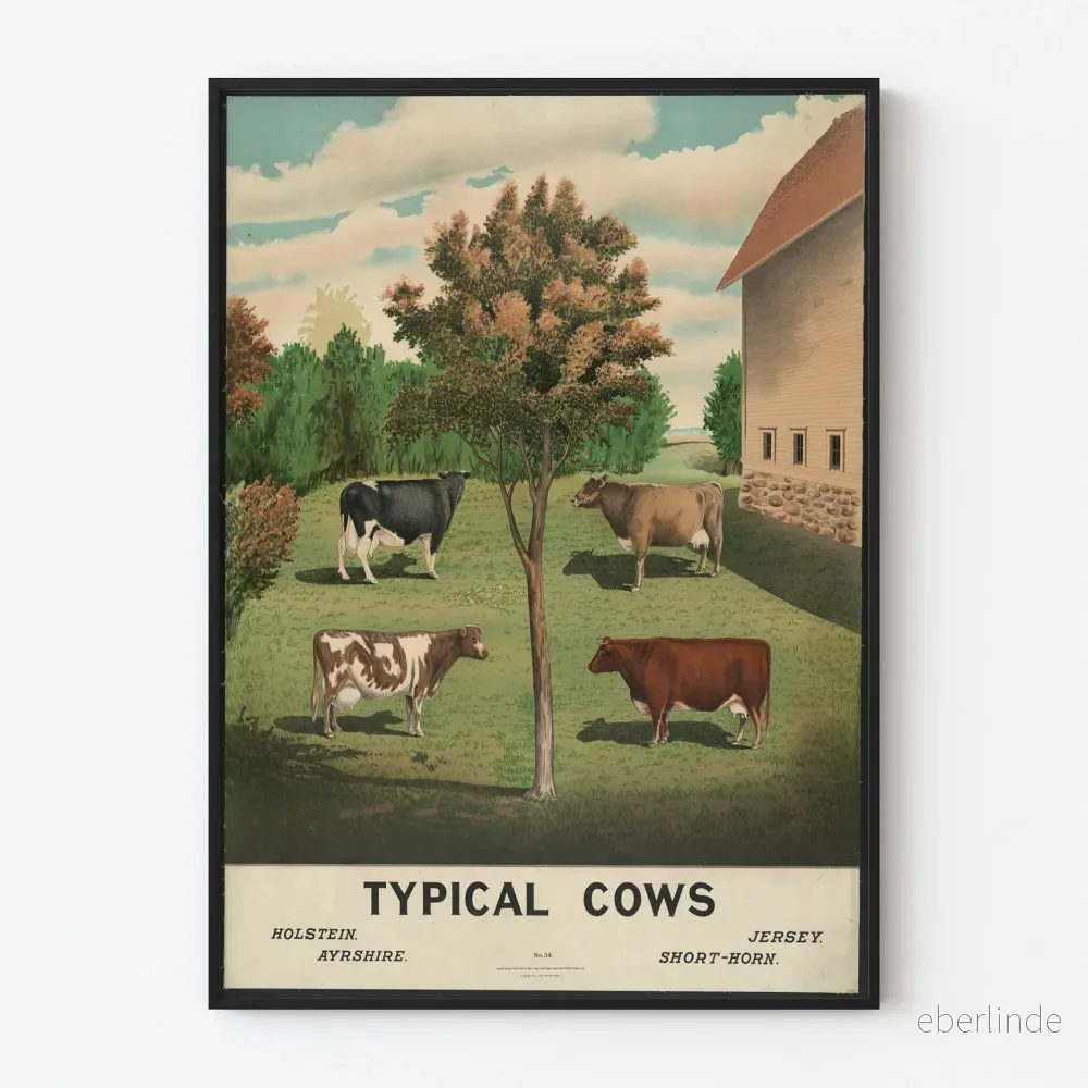 Vintage dekoration poster med typiska kor för väggdekoration