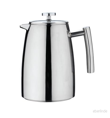 Café Stal Belmont HFD 08S - 8 koppar - Dubbelväggig Cafetiere Kaffebryggare - Satinfinish - 1 liter 5019311937443