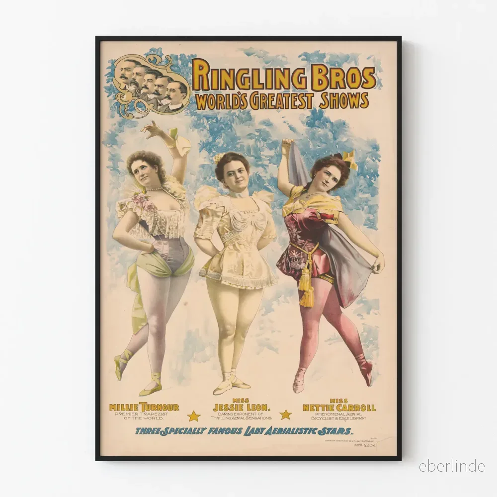 Vintageposter Ringling Bros - Kvinnliga luftakrobatstjärnor