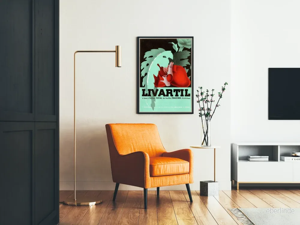 Vintageposter Livartil konstgjord kronärtskocka och hjärta väggdekoration - Bild 2