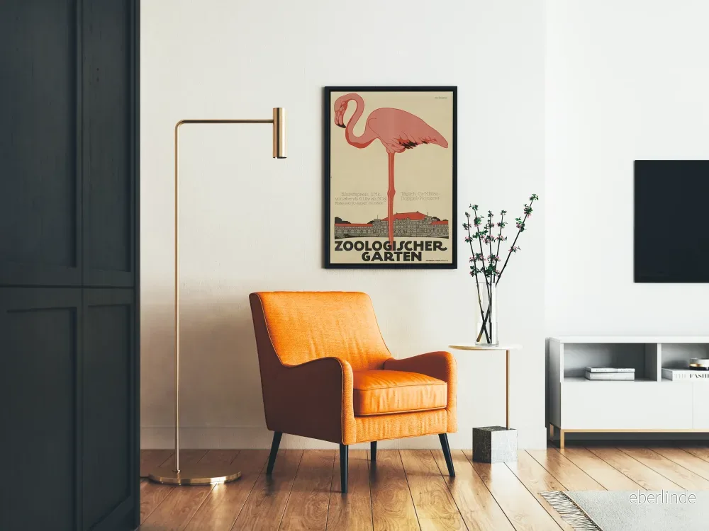 Vintage affisch för väggdekoration Zoo Flamingo Rosa - Bild 2