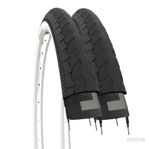 ECOVELO 2 däck 26 x 1 3/8 (37590) vit svart för stadscykel, holländsk, väg, vuxen, cykel, vintage vita svarta cykeldäck i gummi 769322296637