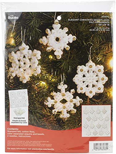 Bucilla 86984E elegant jul snöflinga filt applikation ornament, 16 delar 46109869841