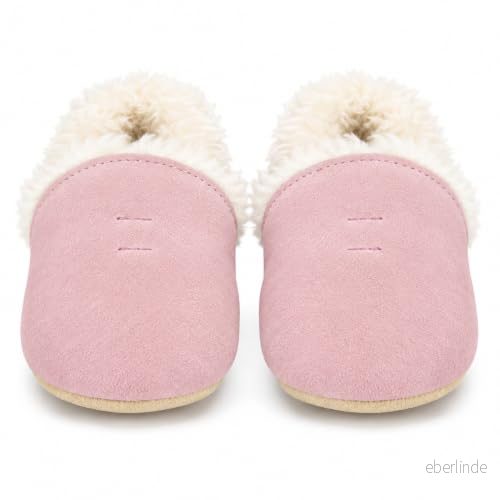 Dotty Fish barntofflor av mocka. Fodrade med varm fleece. 0 6 månader upp till 4 5 år. Mjuk antihalksula. Blek rosa 3 år (27 EU) 5057366618474