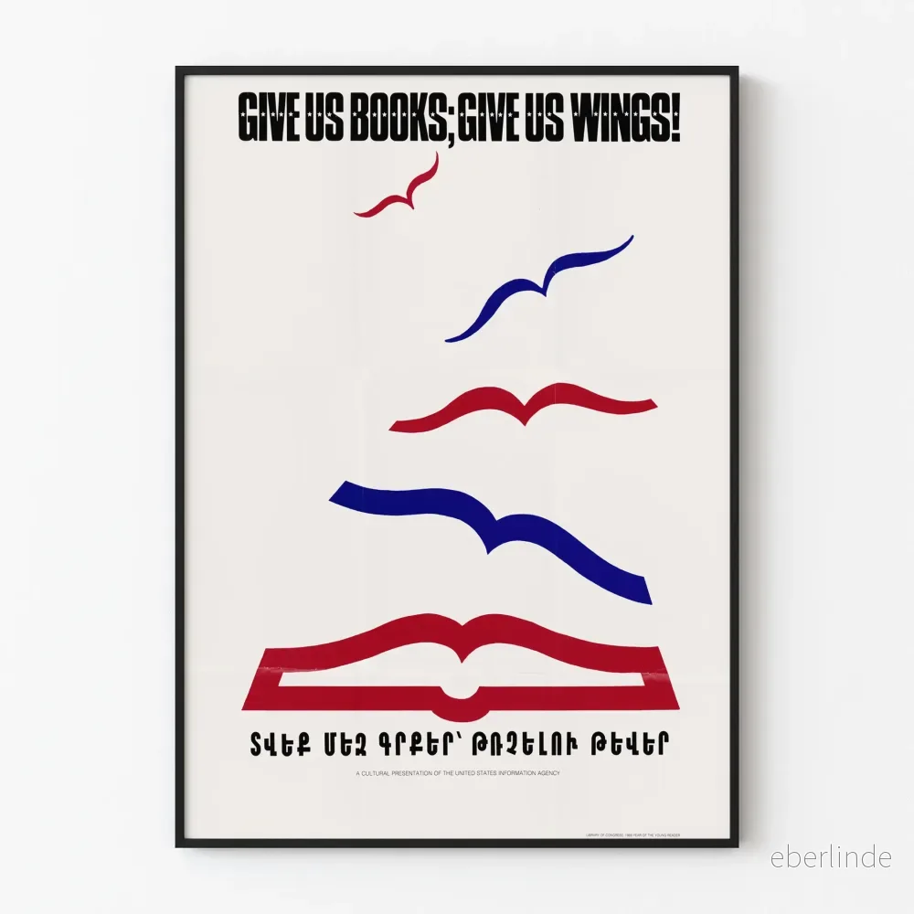 Dekorativ poster Ge oss böcker Ge oss vingar Dekorativ poster Ge oss böcker Ge oss vingar