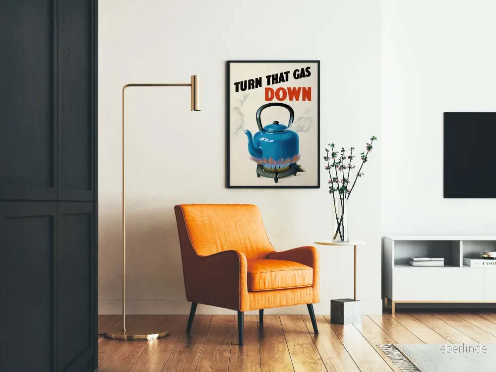 Vintageposter « Turn That Gas Down » för väggdekoration i köket - Bild 2