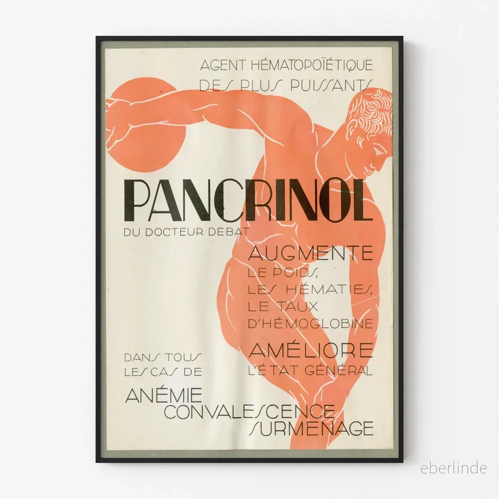Vintageposter Pancrinol - Konstnärlig och medicinsk väggdekoration