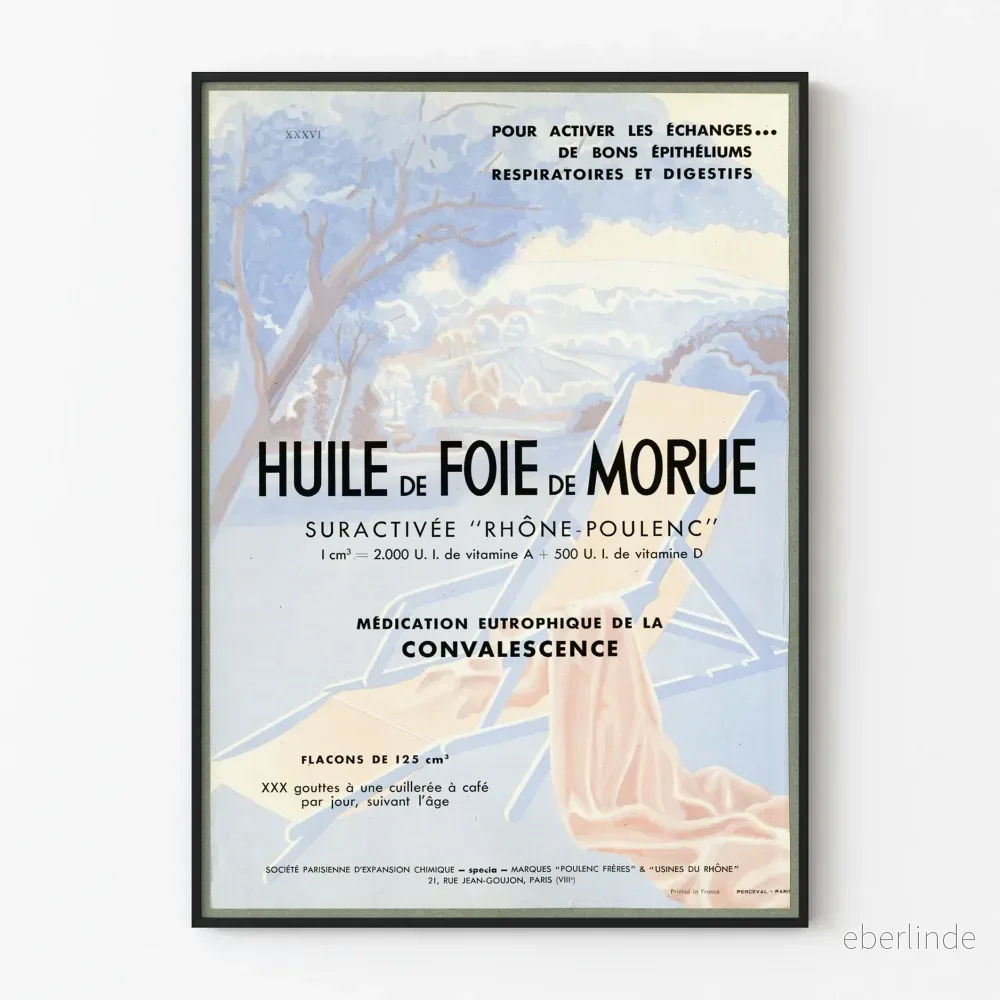 Vintageposter av Torskleverolja från Rhône-Poulenc