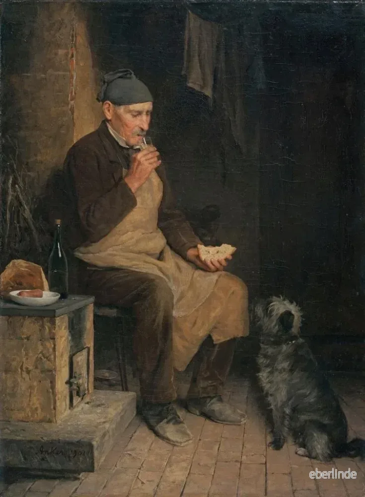 Målning En äldre man vilar - Albert Anker | Konsttryck - Bild 2