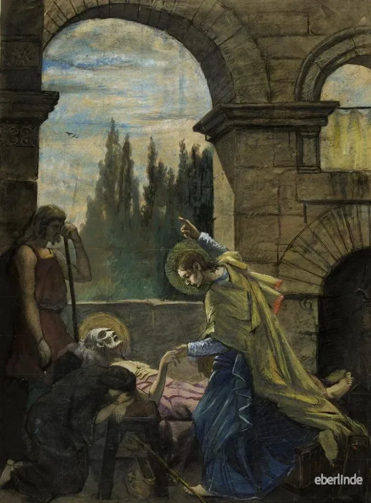 Målning Saint Pierre au chevet de saint Hilaire - Arthur Joseph Gueniot | Konsttryck - Bild 2
