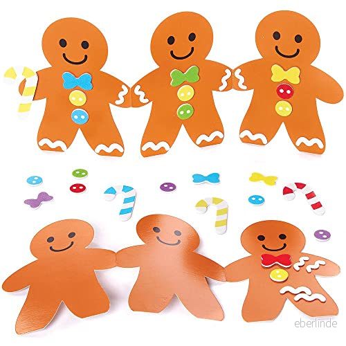 Baker Ross FX299 Ungar Pepparkaksgubbe Mixa Och Matcha Jul 6 Bit Kortsatser 5063067001460