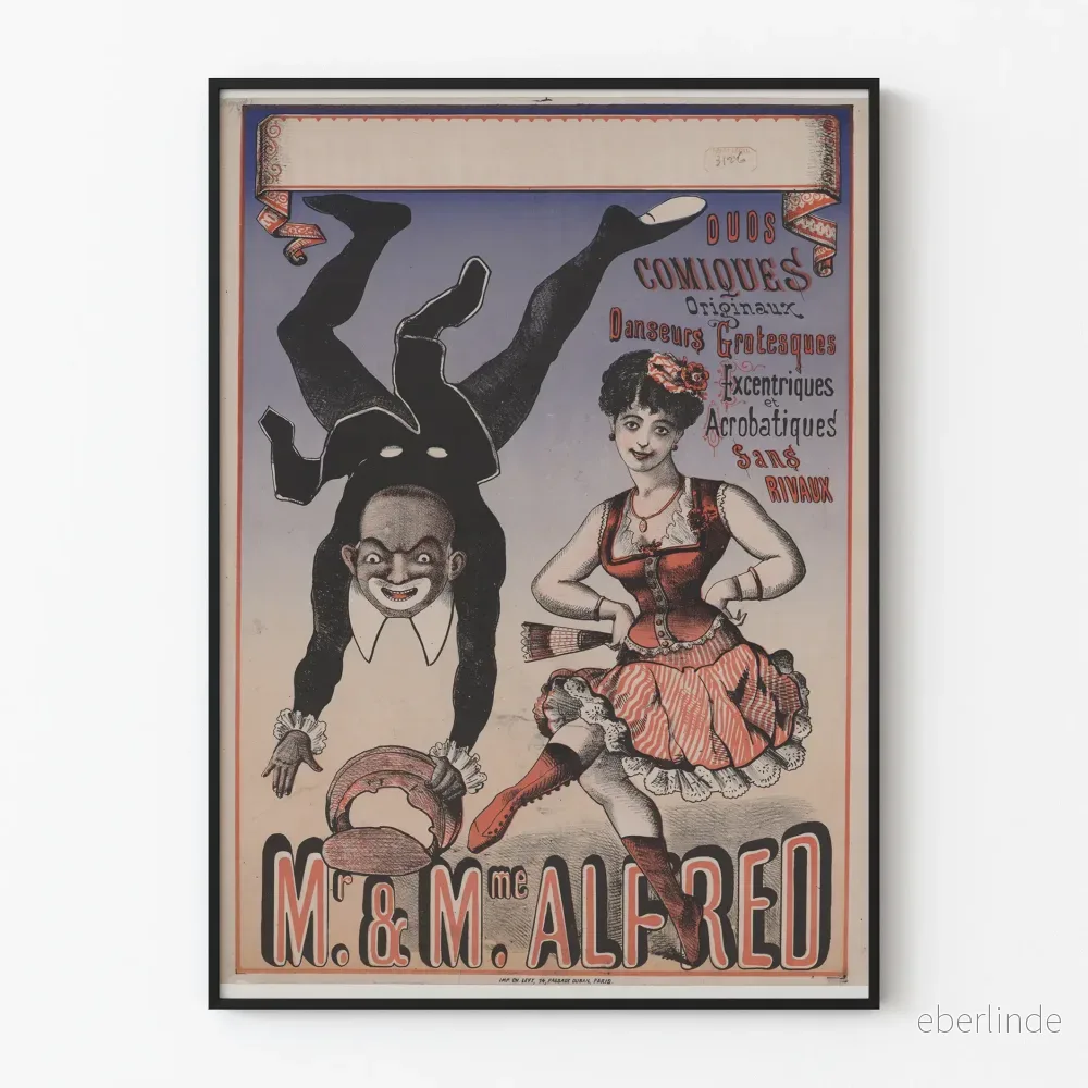 Vintageposter Mr och fru Alfred Duo Komiker och Akrobatiska Dansare