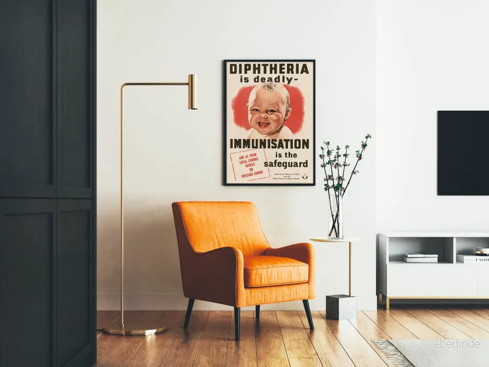 Vintageposter för att öka medvetenheten om vaccination mot difteri - Bild 2